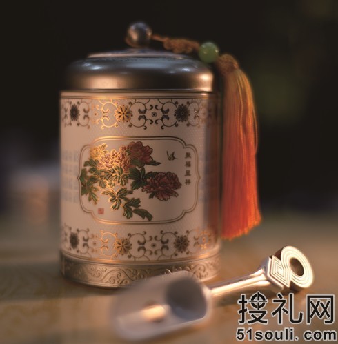 国韵青花叠彩 聚福呈祥茶叶罐