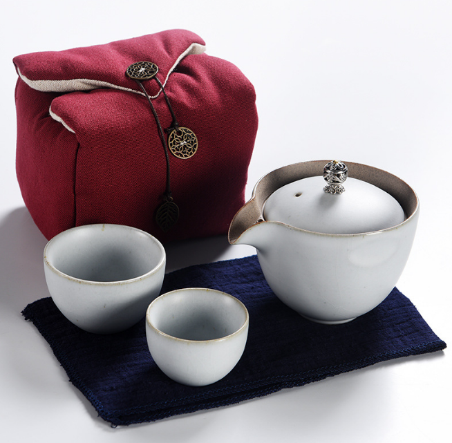 复古窑变一壶二杯 便携式旅游茶具可定制logo