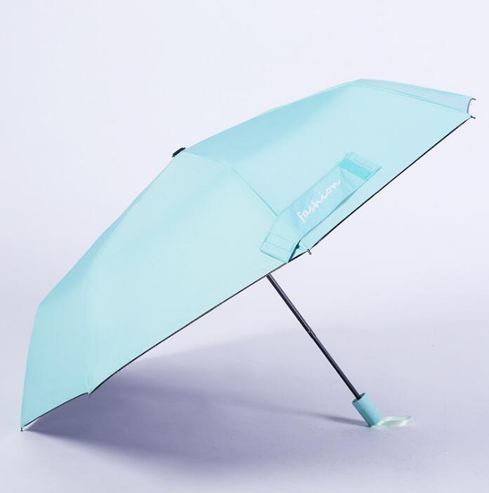 三折晴雨伞纯色黑胶太阳伞